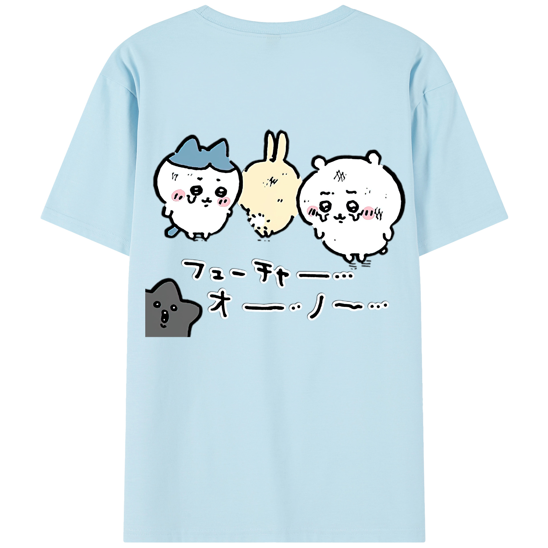 （画像用） ちいかわ ハチワレ Chii-kawa hachiware 綿100％半袖Tシャツ（背面プリント）